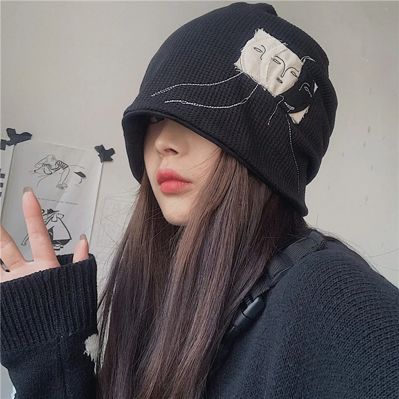 Шапка с ворсом Женская Корейская версия Осень-Зима Вязаная Шерстяная