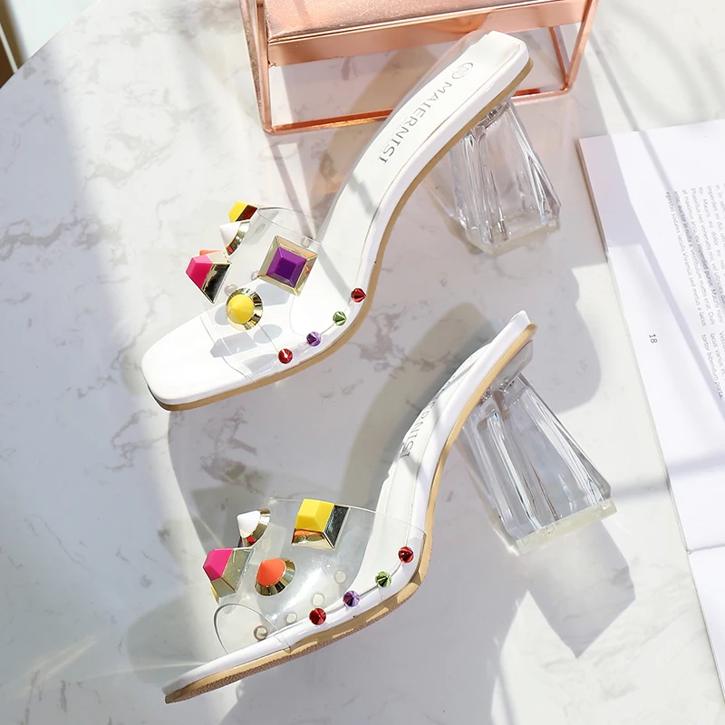 Женские летние прозрачные тапочки из ПВХ женская обувь с открытым носком на