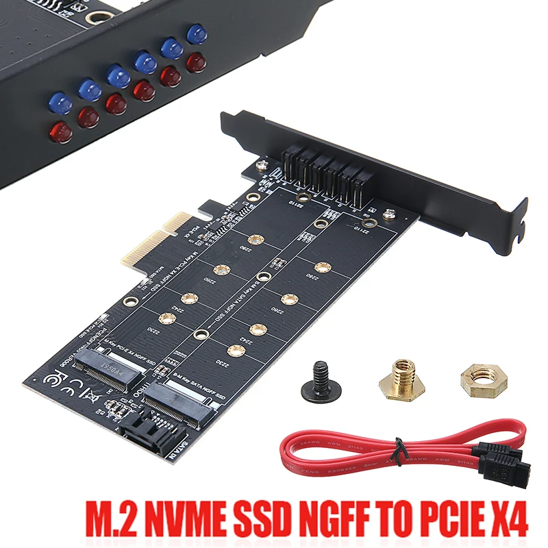 Pohiks 1 шт. PCI E 4X к NGFF PCIE SSD адаптер высокоскоростной SATA3/6 Гбит/с двойной интерфейсной