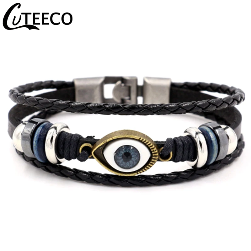 

Devil's Eye Genuine Leather Charm Bracelets For Men Jewelry Dropshipping
