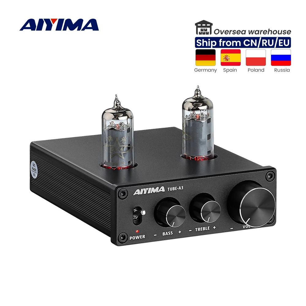 

AIYIMA 6K4 Tube Amplifier Bile Preamplifier HIFI Preamp Treble Bass Adjustment Audio Preamplifier DC12V For Amplifier Speaker