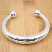 pure 925 sterling silver bangle amazing glossy horn open bracelet 33 34g for men women lucky gift