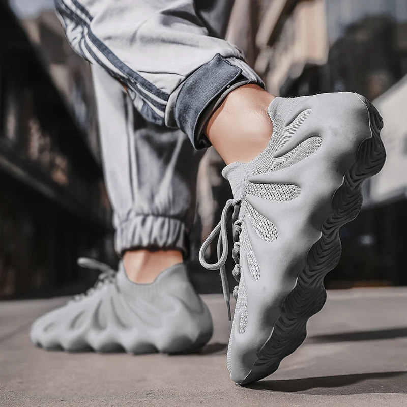 

Mens Sneakers Summer Flying Weaving Mesh Reflective Breathable Unisex's Casual Shoe Flower Bottom Flying Woven Coconut Shoes