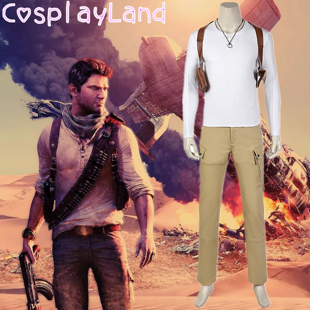 

Newest Halloween Carnival Uncharted Cosplay Nathan Drake Costume Fancy Uniform Adult Men Suit Custom Made Outfit Top Pants