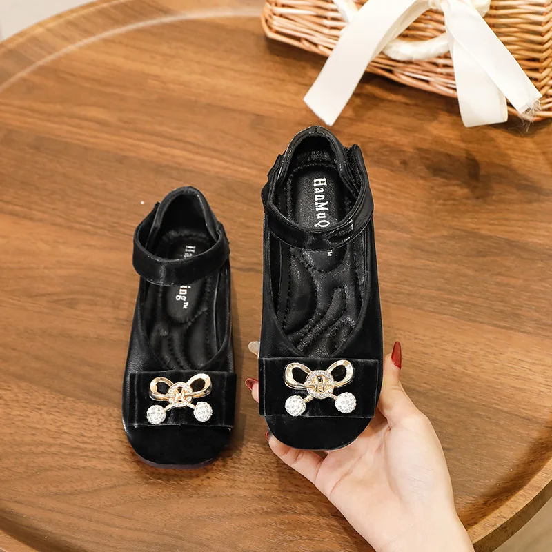 

New Spring/Autumn Moccasins Children Single Shoes Girls Princess Butterfly Pearl Clasp Kids Toddler Flats Baby Dress Dance 019