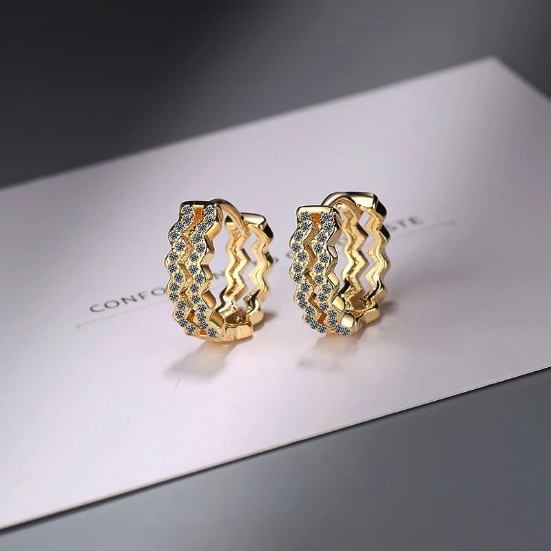 Luxury Multi-layer Wave Hoop Earrings Crystal Golden/White Bohemia Bridal Wedding Jewelry | Украшения и аксессуары