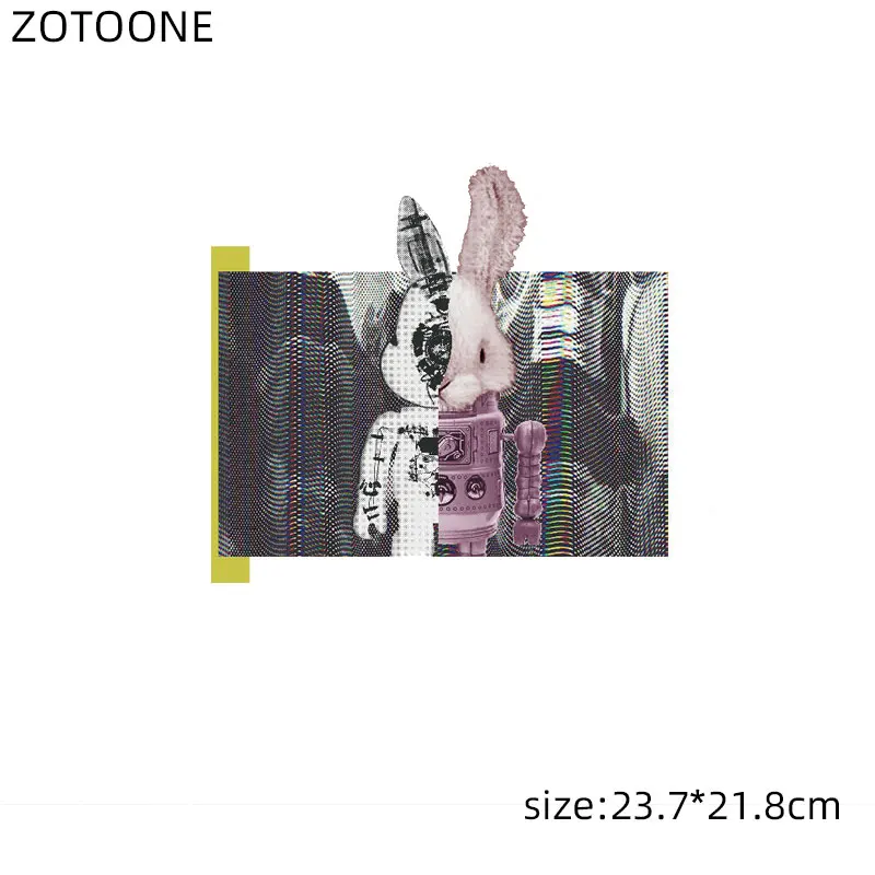 Пасхальные наклейки ZOTOONE с роботом Кроликом нашивки для одежды термоклейкие