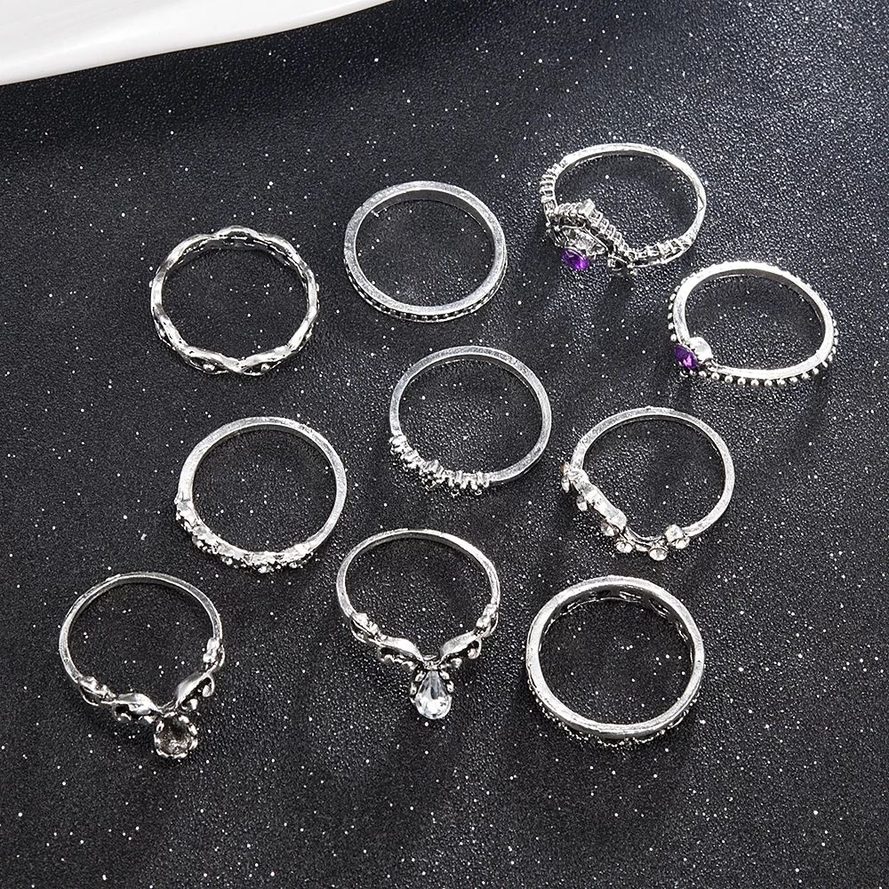 10 шт./компл. модное кольцо в стиле бохо на палец с опалом форме Луны солнца