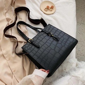 stone pattern shoulder bag women travel bags leather pu quailty bag female luxury handbags women bags designer sac a main femme free global shipping