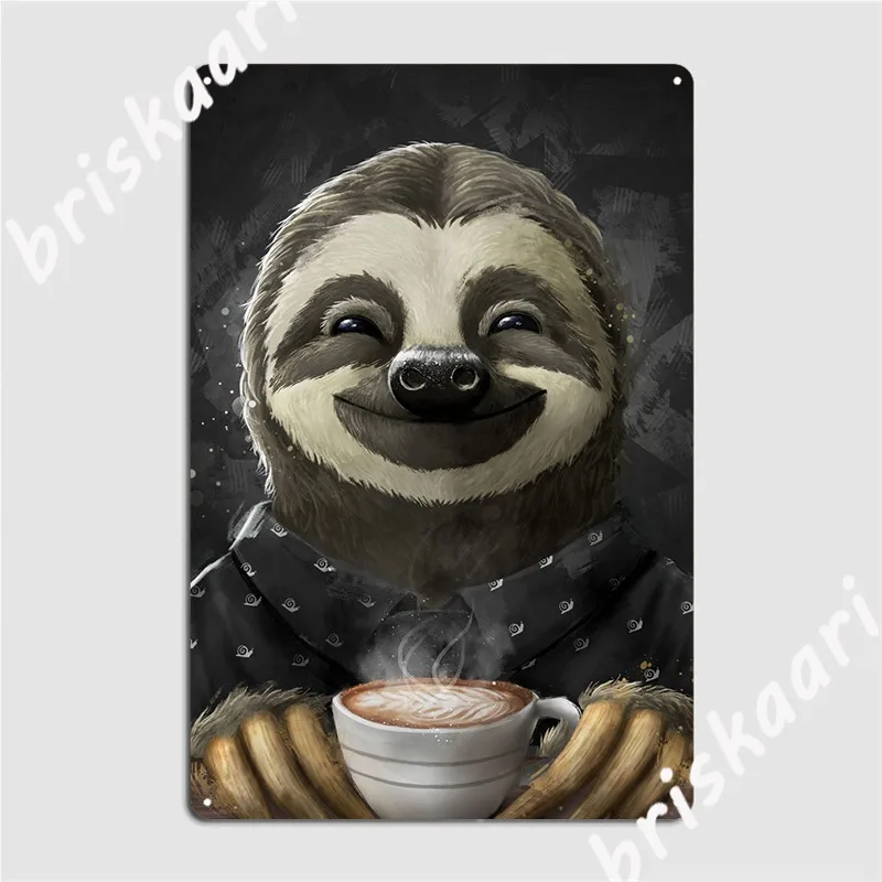 

Черный металлический плакат с утренним ленивецом кофе, плакаты для паба, гаража, клуба, дома, оловянный Плакат на заказ