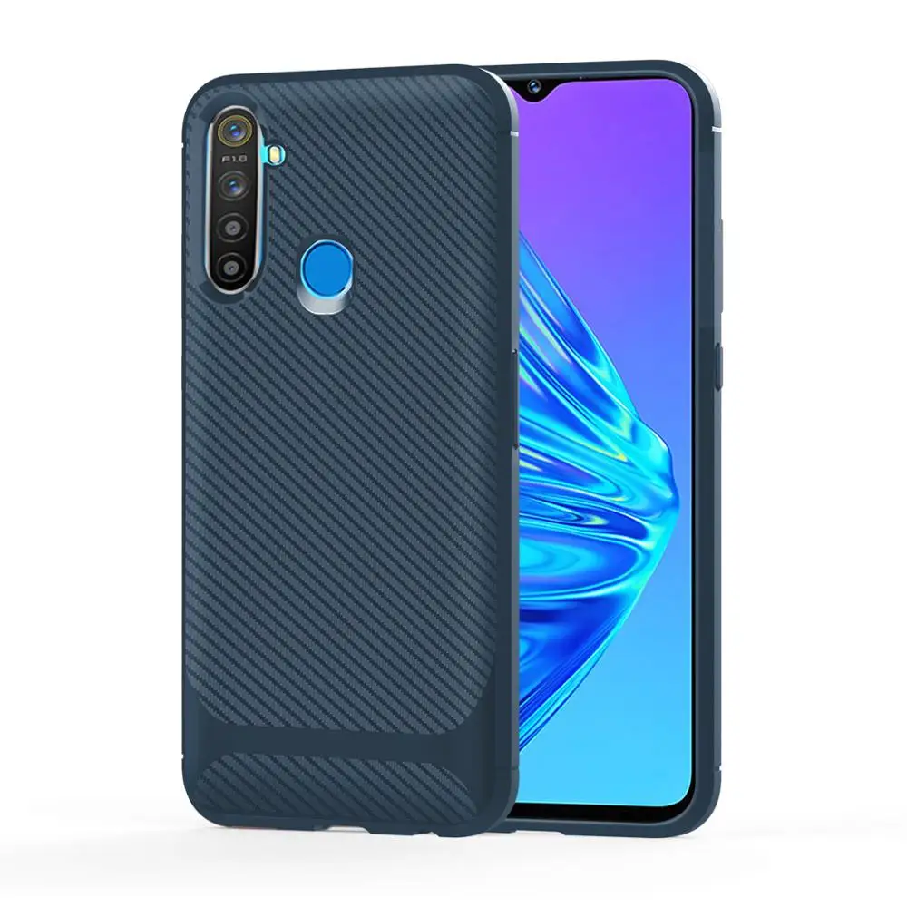Синий Чехол для телефона Oppo Realme XT X2 K5 тонкий ТПУ силиконовый мягкий углеродный волоконный защитный противоударный чехол - Цвет: Синий
