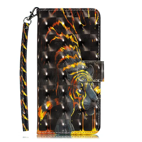 Tiger 3D кожаный чехол для телефона samsung Note 10 Plus S10 S9 S8 Plus бабочка колокольчики полный чехол для samsung A50 A70 A7 Coque - Цвет: Tiger
