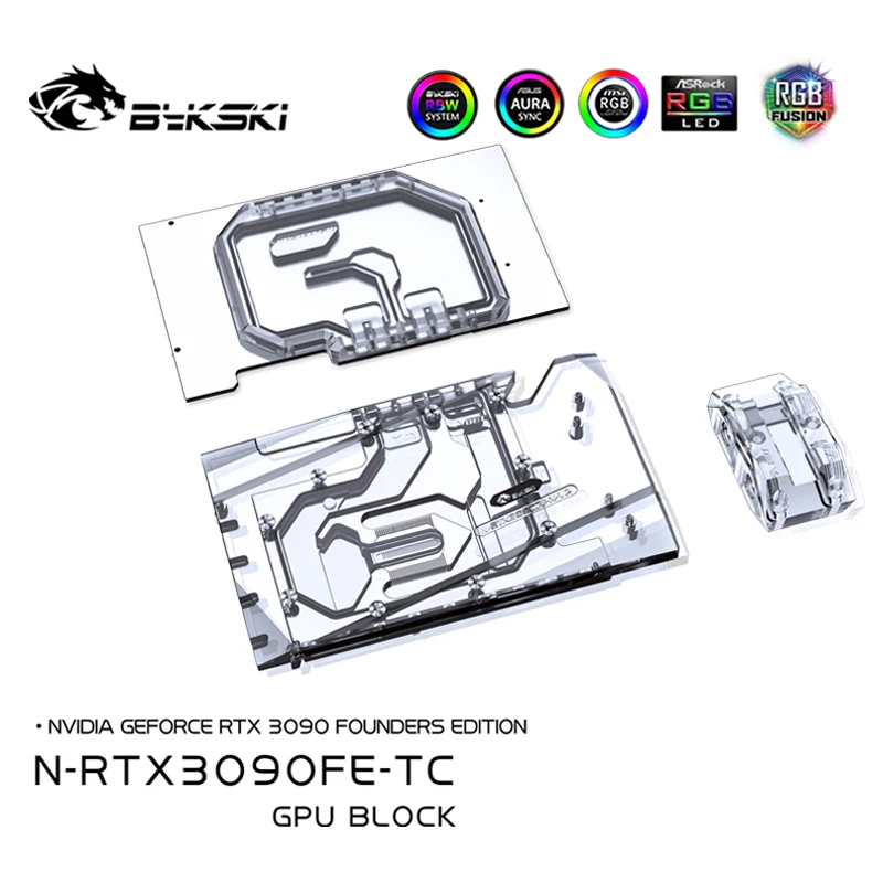 

Bykski N-RTX3090FE-TC GPU Water Cooling Block with Waterway Copper Backplate Cooler for NVIDIA Geforce RTX 3090 Founders Edition