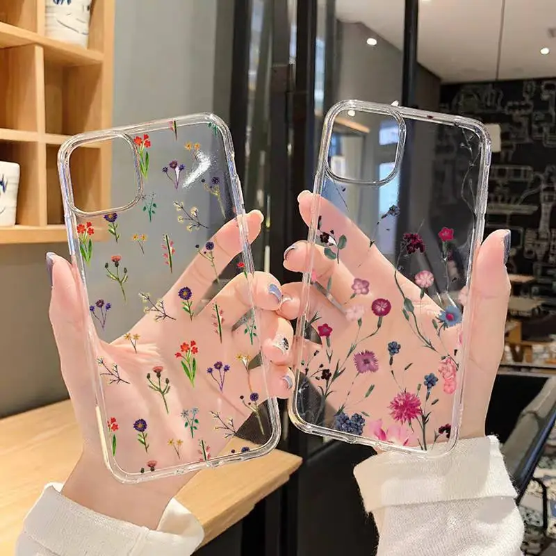 

Flower Fashion Bud Pretty Phone Case For iphone 13 12 11 8 7 plus mini x xs xr pro max Transparent soft
