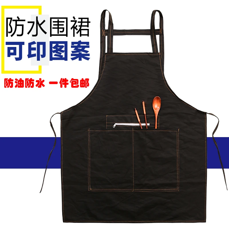 

Модный Цветной водонепроницаемый фартук в Корейском стиле для работы с официантами, печать логотипа на заказ