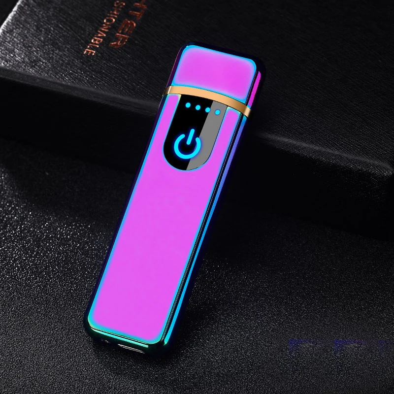color Зажигалка USB заряжаемая электронная ветрозащитная гладкая сенсорная металлическая зажигалка для мужчин и женщин аксессуары для курения navidad - Цвет: color
