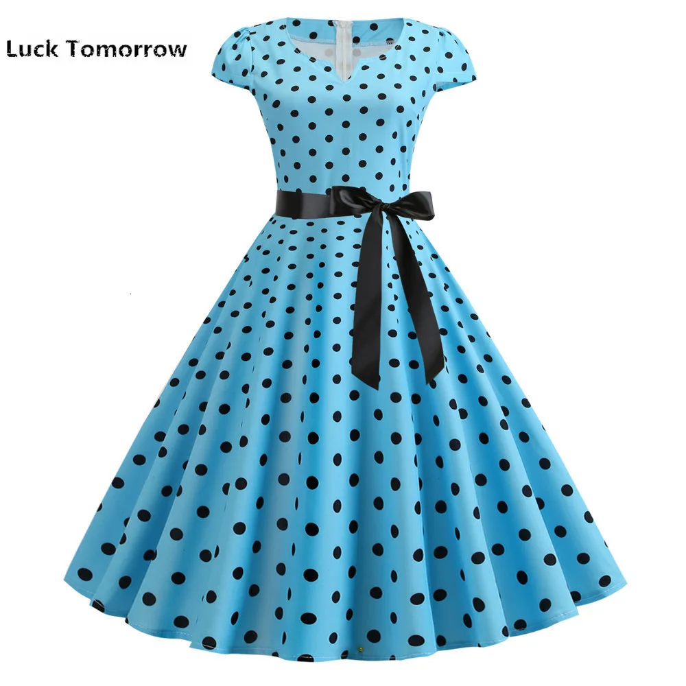 Plus Size S-2xl Women Black White Polka Dot Vintage Dress Rockabilly Swing Pin Up Ladies Summer Dresses Elegant Vestidos | Женская