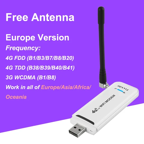 Wi-Fi-роутер TIANJIE 4G, карманный беспроводной USB-модем с Micro SIM-картой, LTE, 4g, Wi-Fi, с антенной