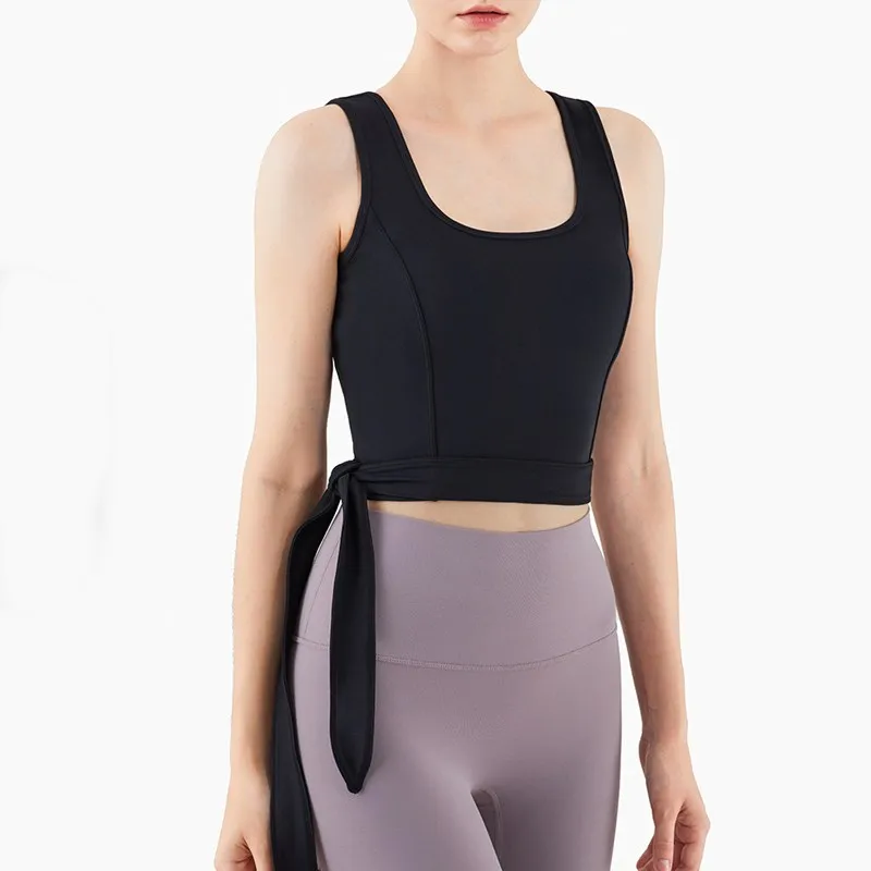 

Freedom Adjustable Bandage Sports Vest Women Elastic Tight Sleeveless Running Tank Top Workout Quick-Dry Yoga Tops Reversible