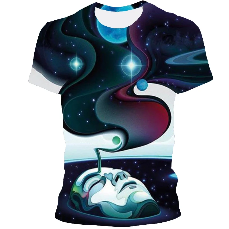 

New men's casual T-shirt, 3D printed hip-hop style O-neck fashion T-shirt, street art style, leading the fashion trend