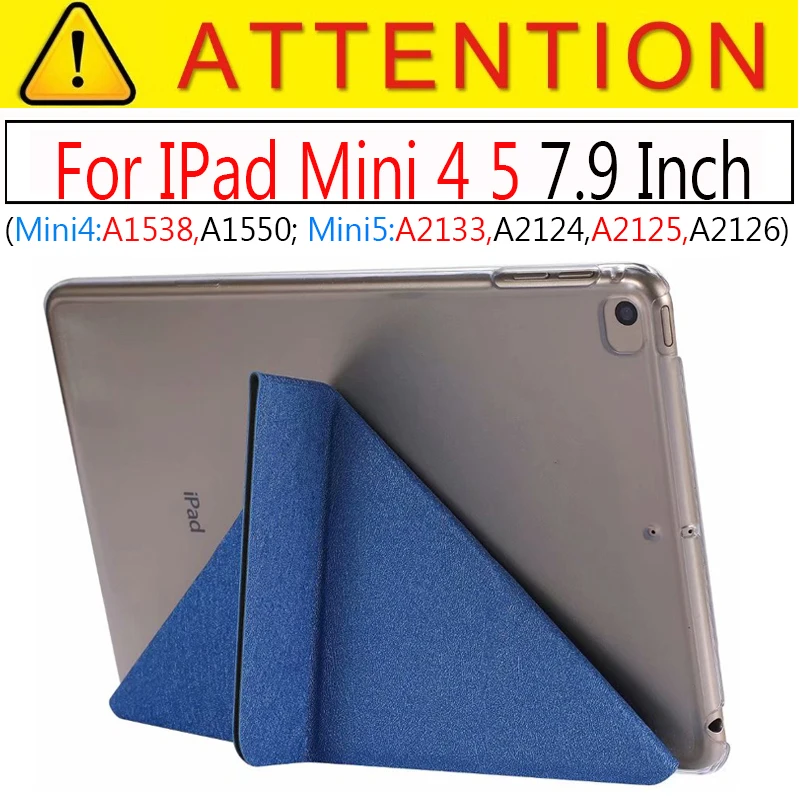 Mini 4 5 Dark Blue Ультратонкий чехол для IPad Mini 1 2 3 чехол из искусственной кожи чехол-подставка эластичная кожа геометрический флип-чехол для Apple IPad Mini чехол Fundas - Цвет: Mini 4 5 Dark Blue
