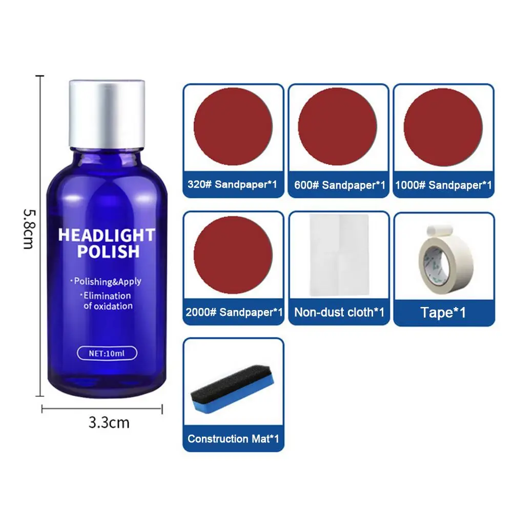 

Car Headlight Polish Liquid Auto Restoration Agent Scratch Repair Set Swirl Remover Increase Hardness Vehicle Restoration Tool