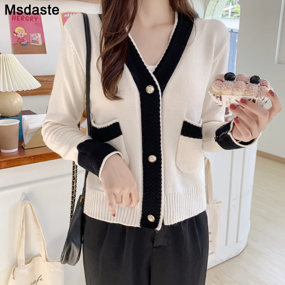 

Women Sweater Cardigan Coat Autumn Winter Wear Knitted Cardigans Outerwear New Female Vintage Button V neck Knitting Sweaters