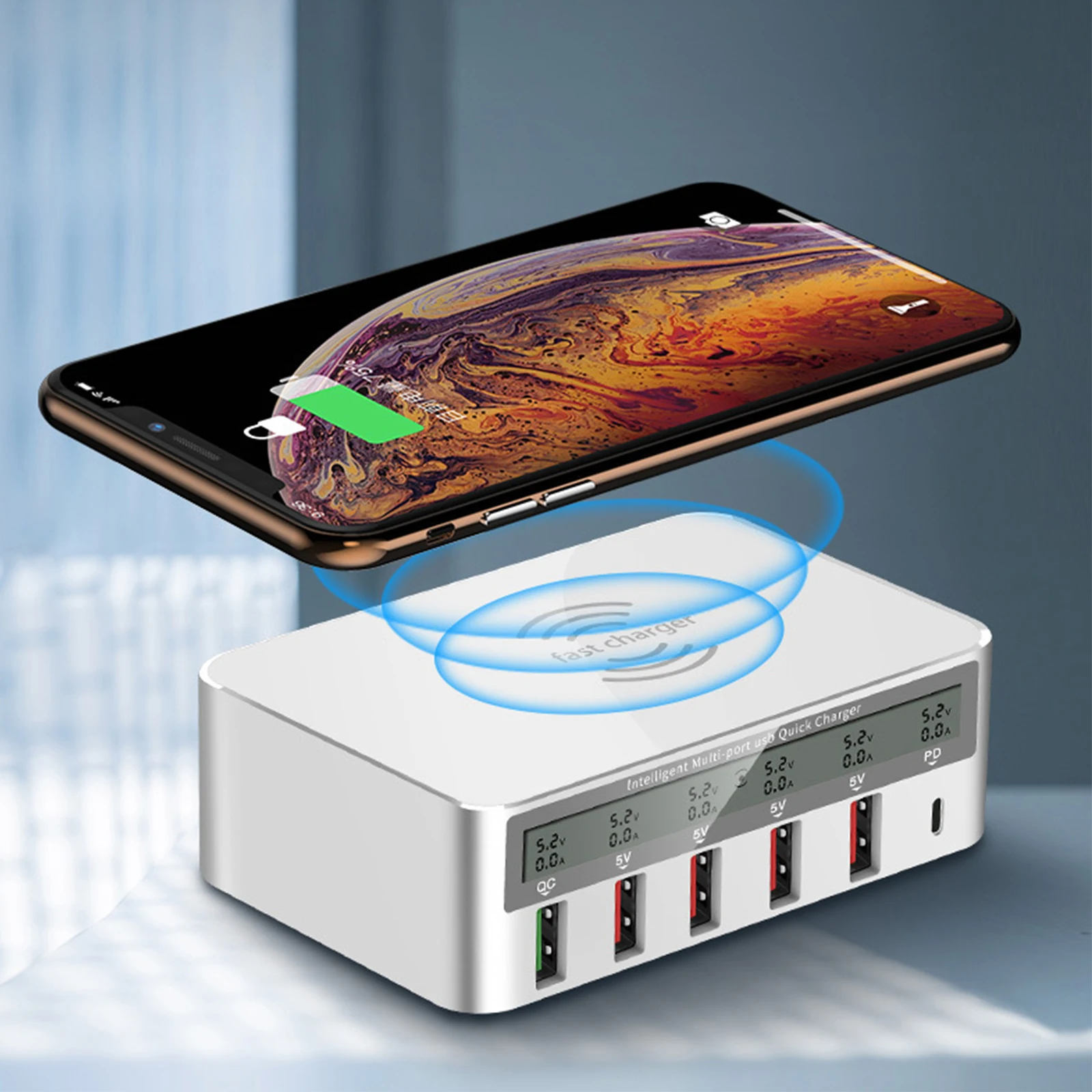 Многопортовое 50 Вт USB Зарядное устройство 6-порт зарядная станция