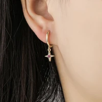 925 sterling silver red crystal hoop earrings love heart pendant huggie earrings for women females fashion jewelry gifts