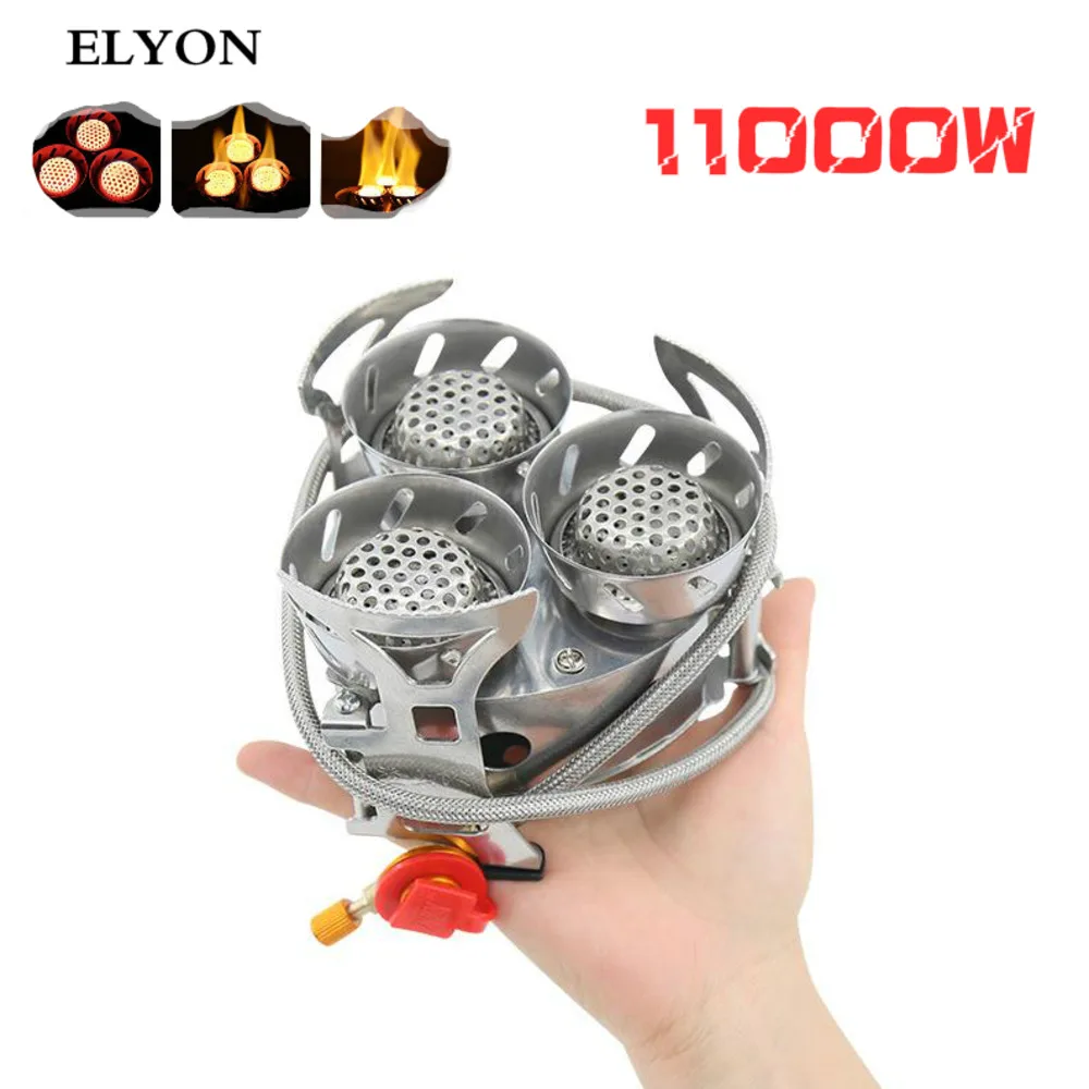 Уличная газовая плита ELYON 11000 Вт с тремя ядрами уличная ветрозащитная портативная