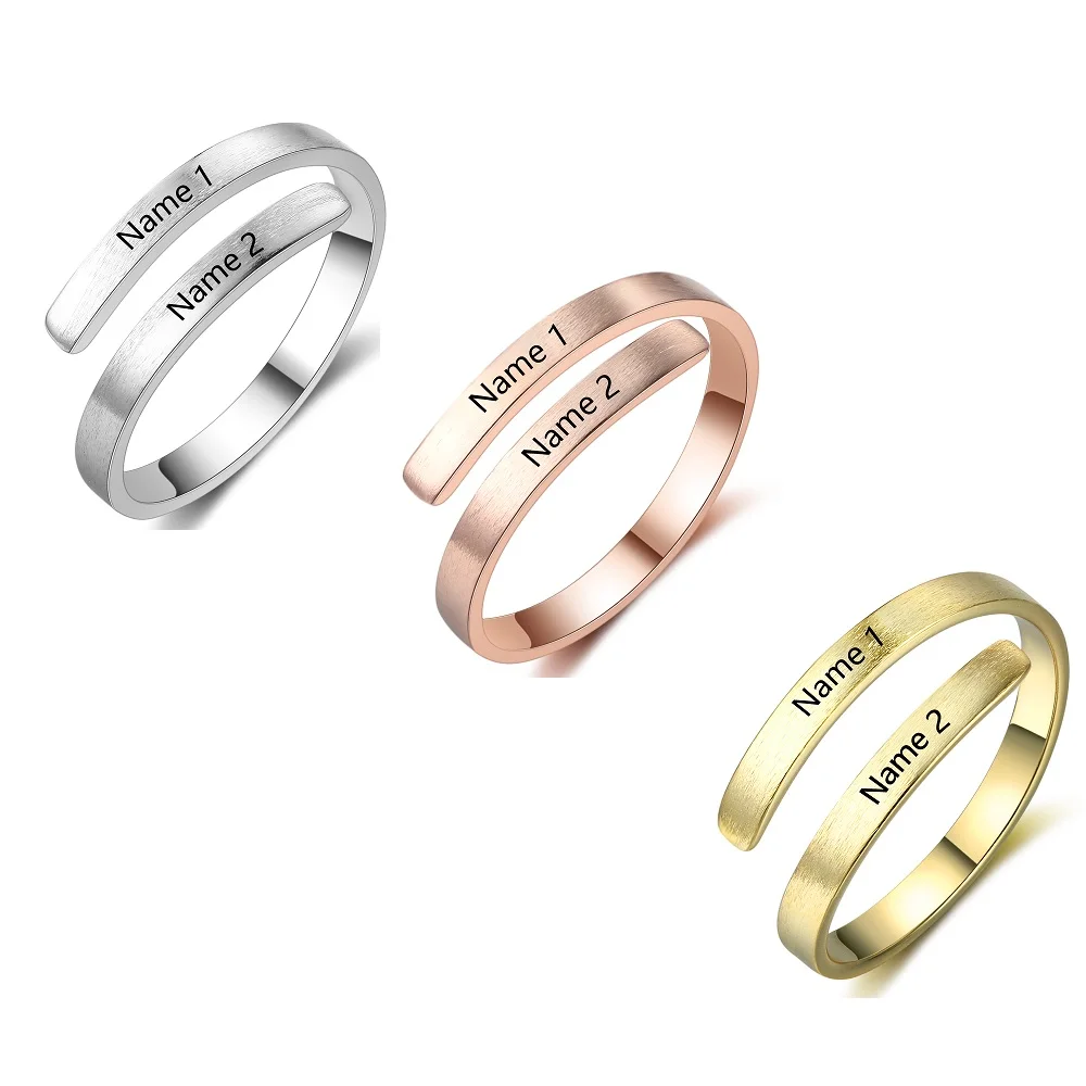 Женское спиральное кольцо регулируемое колечко с гравировкой имени Подарок на