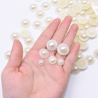 9 19mm resin flower shape half round pearl flatback flower pearl beads imitation pearls for diy craft handmade jewelry making