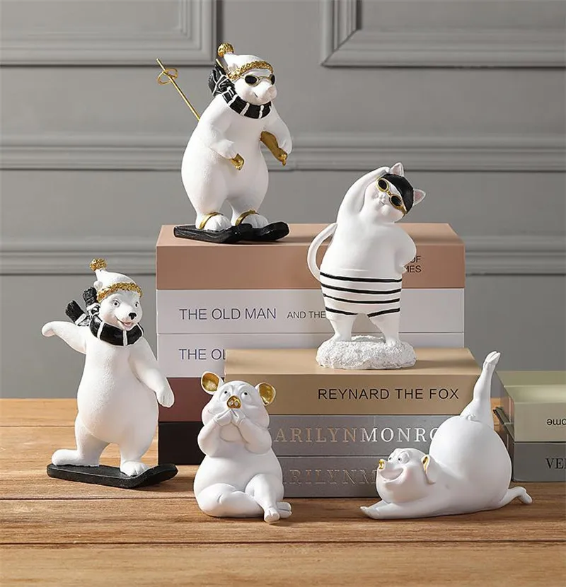 [HHT] Северный милый лыжный белый медведь украшения креативные изделия из смолы