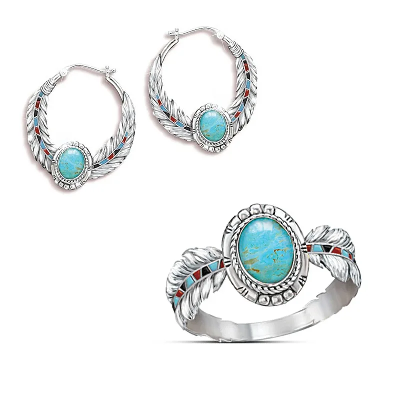 В винтажном стиле Богемная Серебро Ювелирные наборы для женщин под старину в с