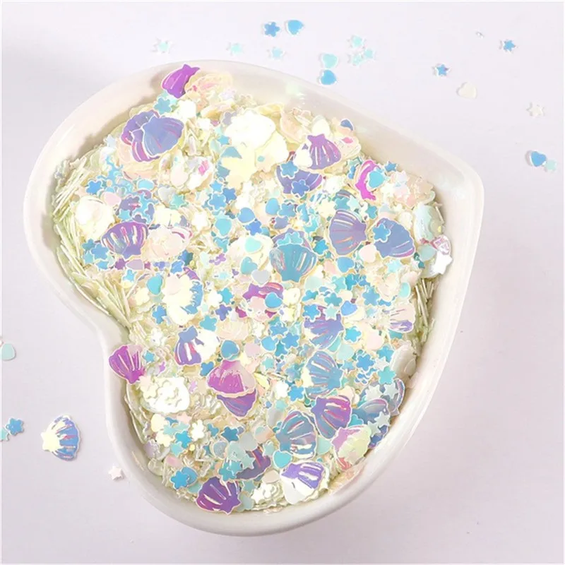 

10G/Bag Brilliant Milk Color Nail Sequins Mixed 3MM Star Plum Heart Shell PVC Paillettes Glitters for Manicure Craft Lentejuelas