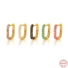Aide 925 стерлингового серебра с яркими кристаллами золотые серьги-гвоздики для женщин кубического циркония со стразами геометрический прямоугольник серьги драгоценный камень