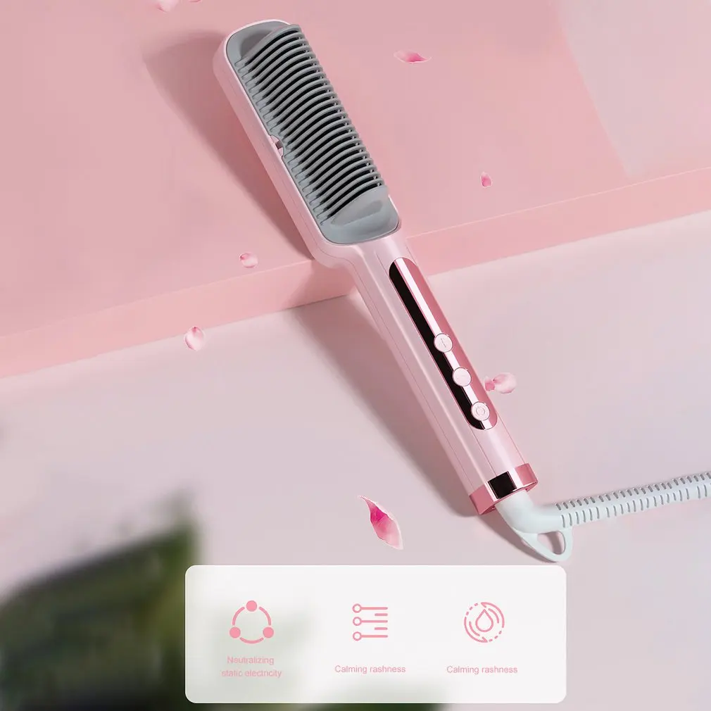 

Profissional Hot Combs Anti-scalding Hair Straightener Brush Ceramic Hair Curler Heated Electric Smart Brush Hair Styling