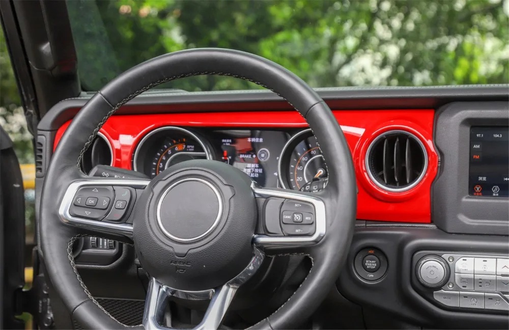 Центральные консоли, декоративные Стикеры для автомобилей Jeep Wrangler JL, автомобильные аксессуары, интерьер автомобиля, Стайлинг ABS, красное углеродное волокно