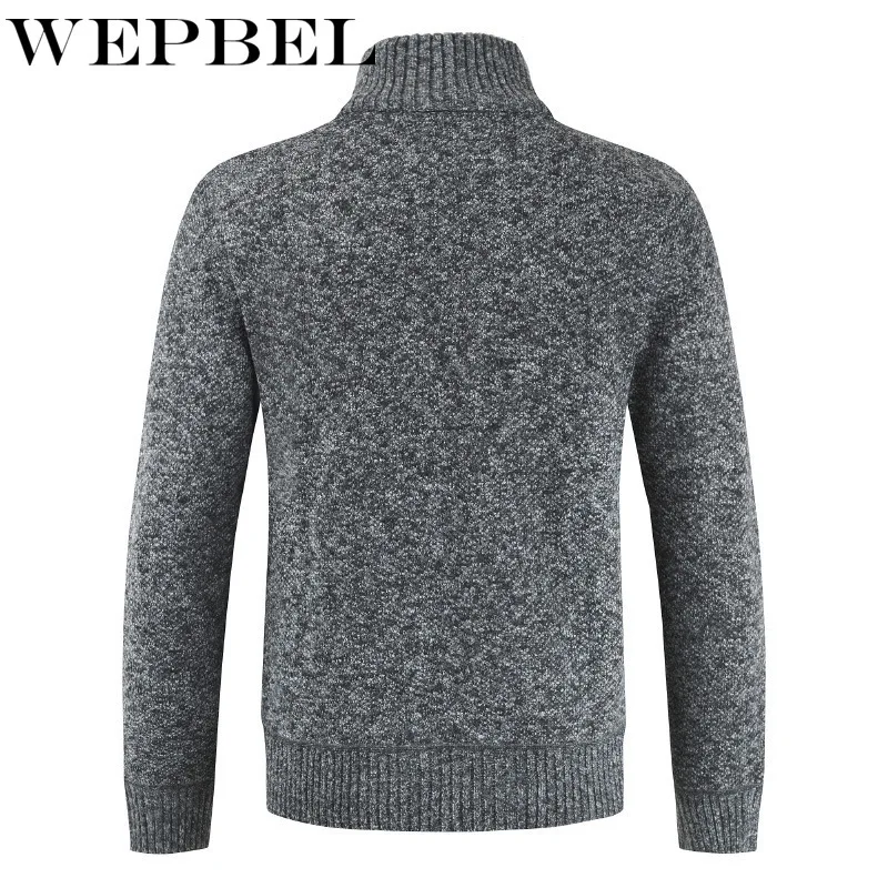 WEPBEL Зимний новый мужской простой узкий кардиган с стоячим воротником