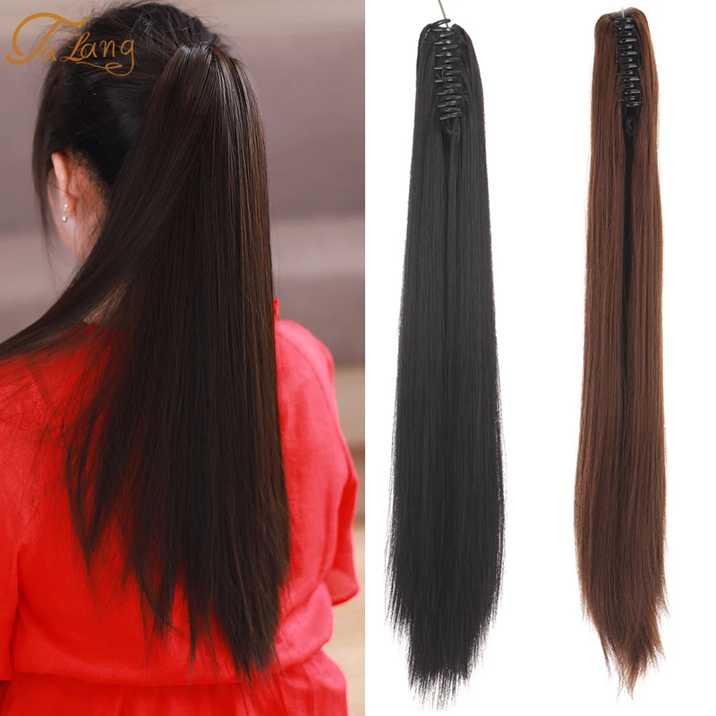 

TALANG 24 inches Straight hair Styled Clip in Claw Ponytail Hair Extension Synthetic Hairpiece with a Jaw/claw Clip