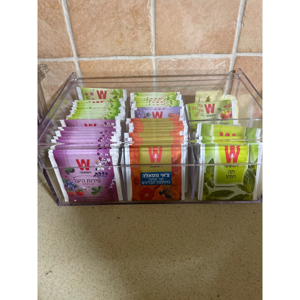 

Tea Box Coffee Tea Bag Storage Holder Organizer For Kitchen with Lid 6 Compartments Cabinets Home Tea Acrylic Jewelry Holders
