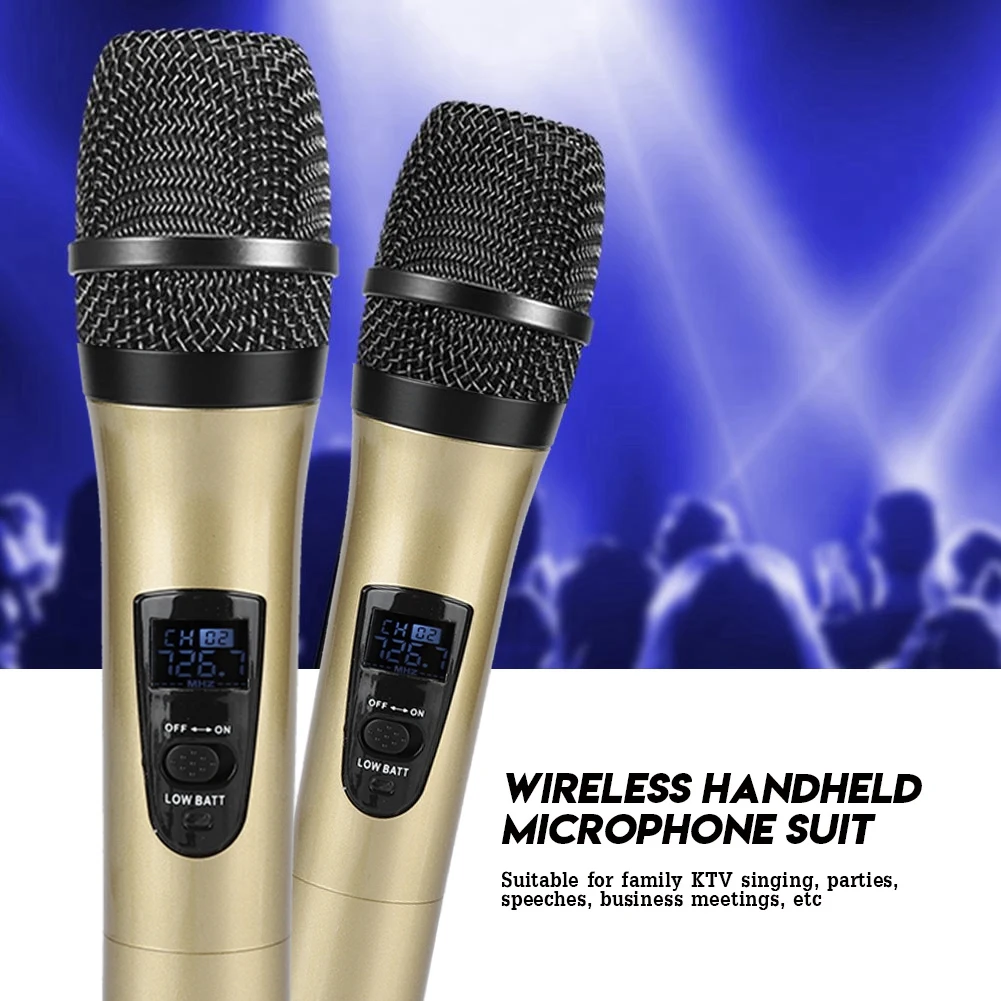 

SOONHUA Wireless Microphone 2 Channels VHF Professional Handheld Mic For Party Karaoke Church Show Meeting