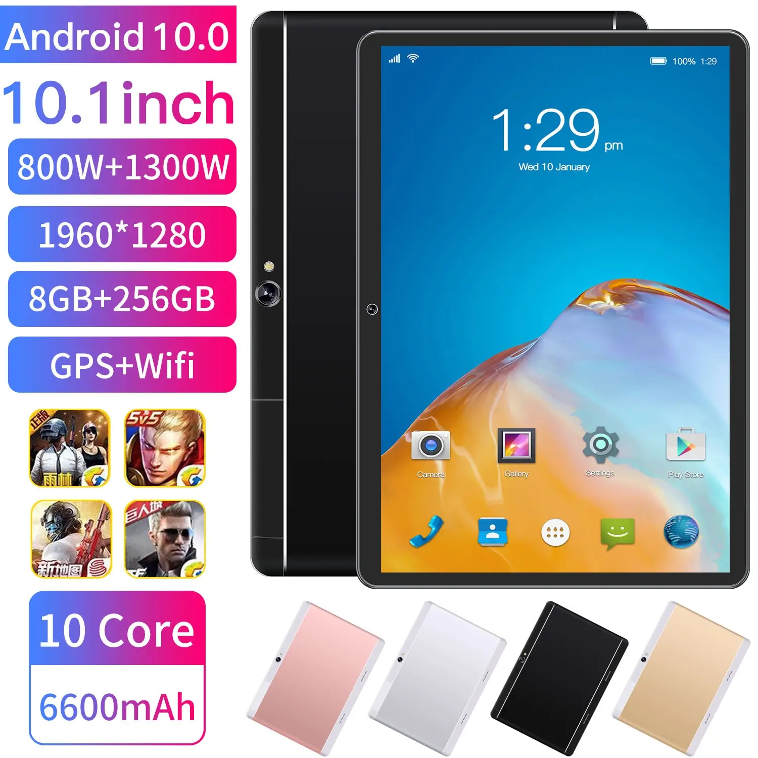 

T2 The tablet10.1 Inch Ten Core 8GB+256GB Android 10.0 WiFi Tablets Dual SIM Camera 8.0MP IPS Bluetooth 4G GPS 6600mAh Tablets