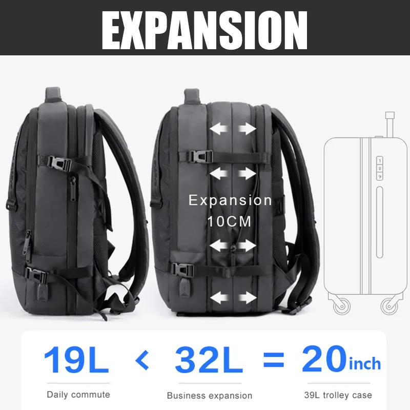 ARCTIC HUNTER Men Backpack Fit 17.3 Inch Laptop Bag Pack Waterproof Large Capacity Male Travel Backpacks USB Charge Bags for | Багаж и