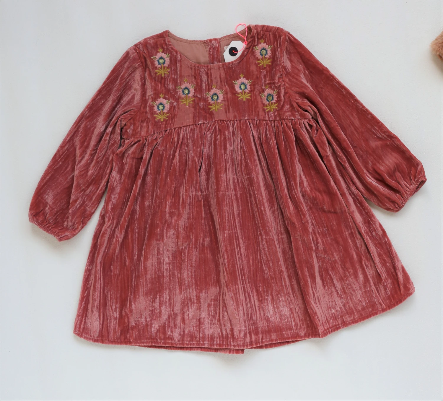Brick red dress Lou& M/Детские платья; Новинка г.; осенне-зимнее вельветовое платье с цветочной вышивкой для девочек; Модная одежда для маленьких детей - Цвет: Brick red dress