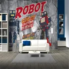 Ретро Рисование комиксов роботов домашний декор настенная бумага 3D детская комната аниме спальня серый фон Декор обои 3D