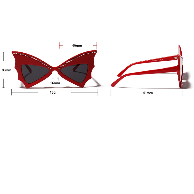 

Free shipping 2021 Butterfly style sunglasses female personality rivet cat eye big glasses European and American party glasses