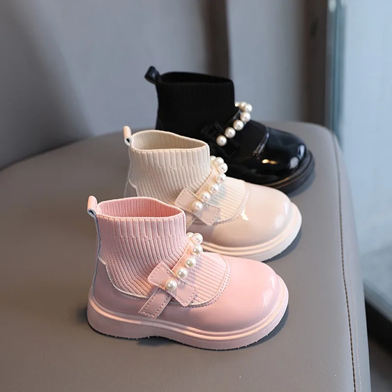 

Girls Big Head Leather Shoes Students Performance Shoes Wool Elastic Mouth Shoes