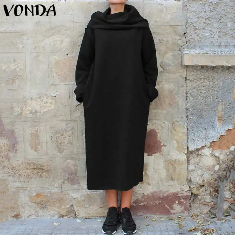 Женское платье до середины икры VONDA повседневное свободное однотонное с длинным