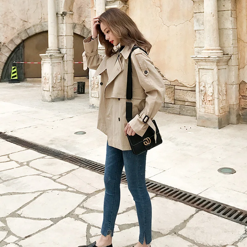 

Spring And Autumn Women's Short Windbreaker Jacket Coats Korean Female Biker Motorcycle Outwear 2021 Fashion Clothing XL